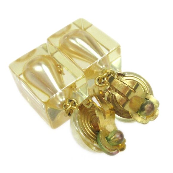 Chanel Artificial Pearl Dangle Earrings Clip-On Acrylic - Picture 2 of 5